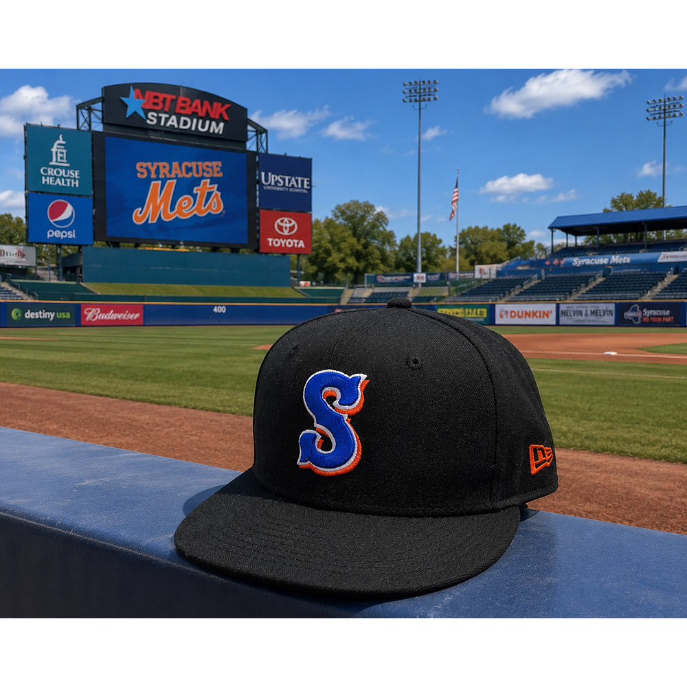 Syracuse Mets New Era 59FIFTY On-Field Alternate Fitted Hat 7 1/8 Black MiLB - Picture 8 of 8